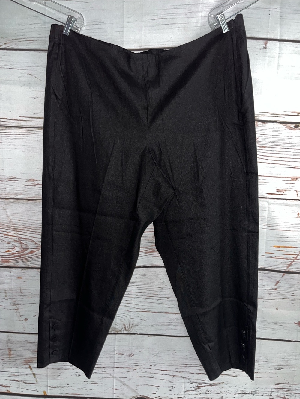 J. Jill Women’s NWT Size 3X Black Linen Stretch Button Hemline Crop Pants